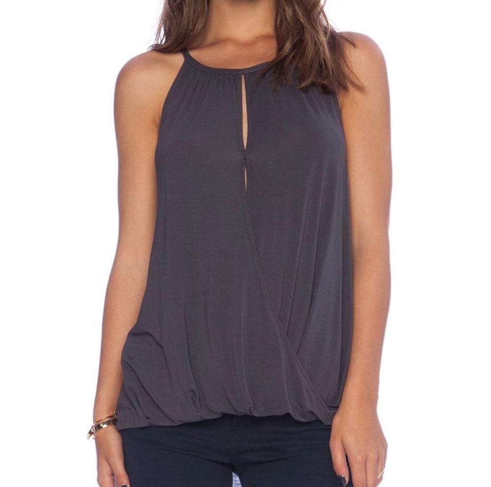 Michael Stars Keyhole Hi-Low Tank Dark Gray One Size